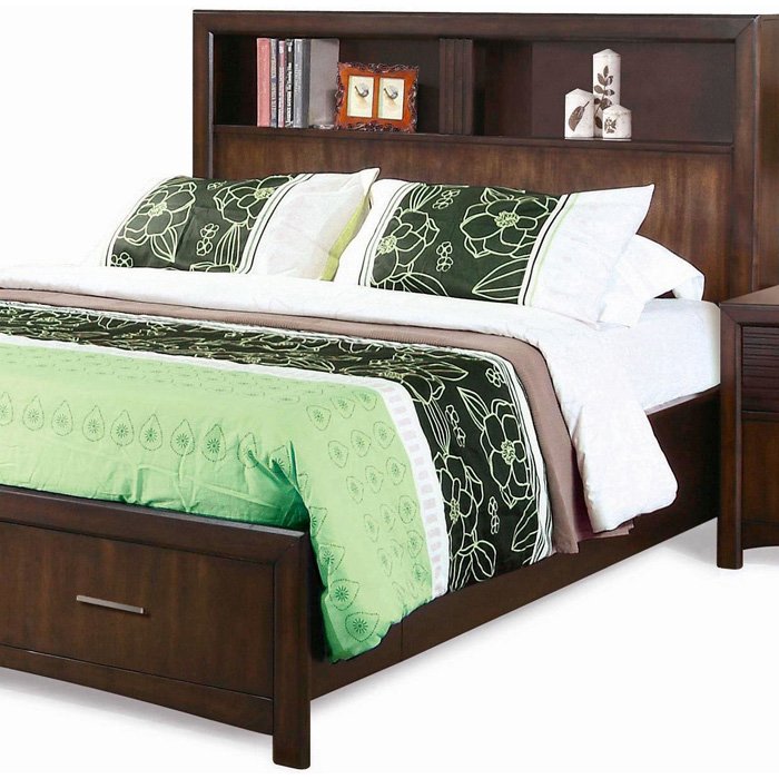 Queen bed frame with deals storage and bookcase headboard