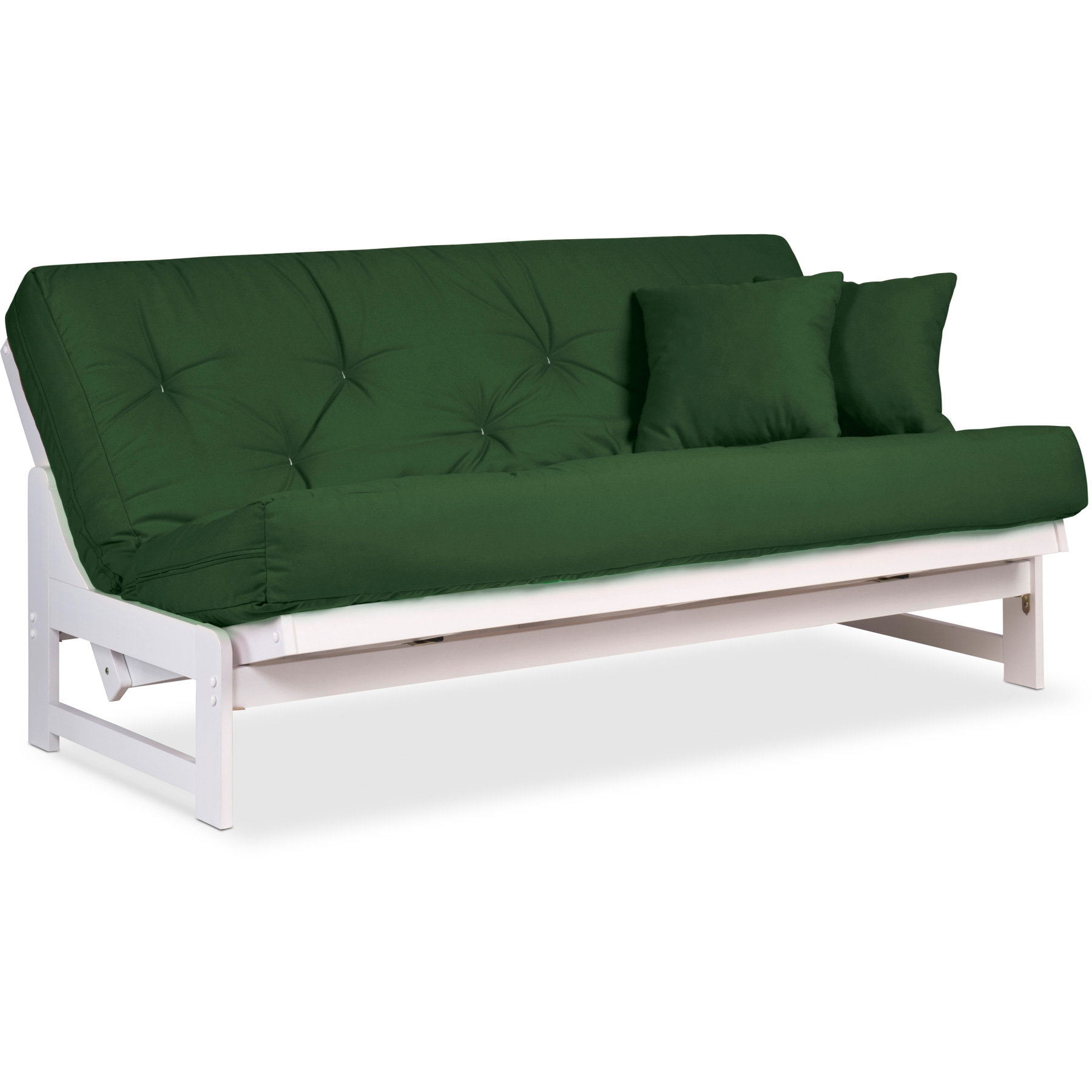 Arden White Futon Frame - Armless Design, Solid Hardwood Construction ...