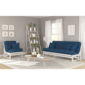 Arden Studio White Full Size Futon & Chair Roomset 