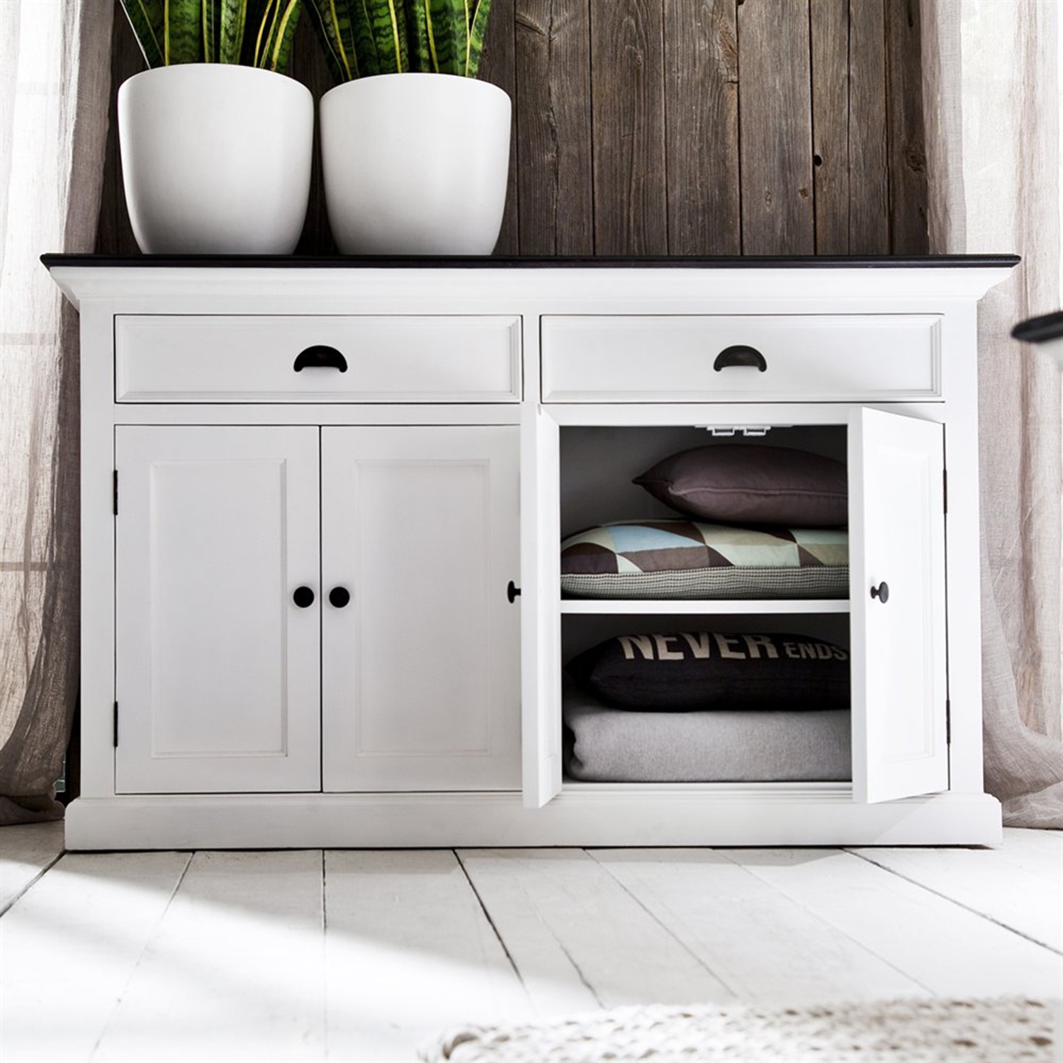 Black and white on sale buffet cabinet