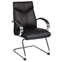 Pro-Line II 8205 - Deluxe Black Leather Visitor's Chair with Chrome Sled Base
