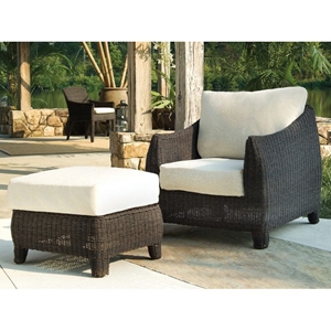 Outdoor Bay Harbor Wicker Lounge Chair and Ottoman Set 