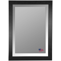 Wall Mirror - Black Leather Frame, Beveled Glass