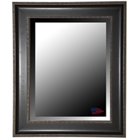 Wall Mirror - Black & Silver Caged Trim Frame, Beveled Glass