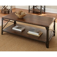 Winston Coffee Table - Distressed Tobacco, Antiqued Metal