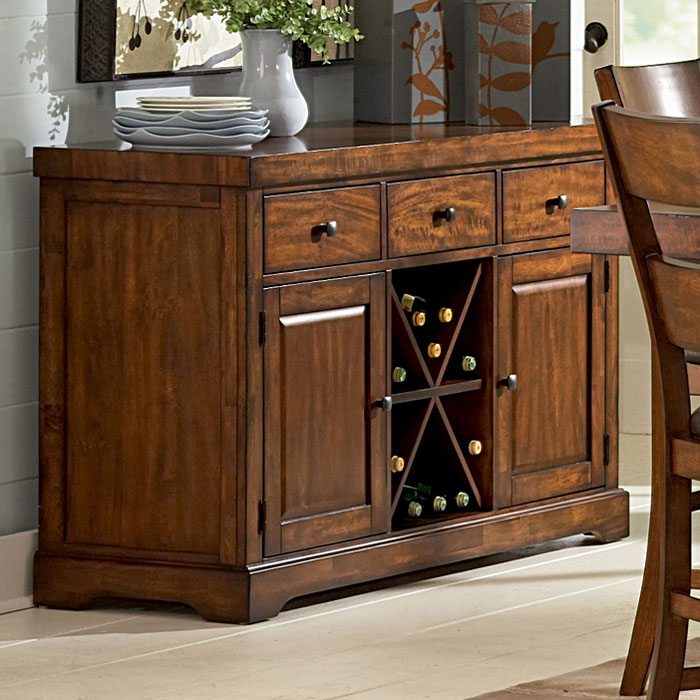 Server table with online wine rack