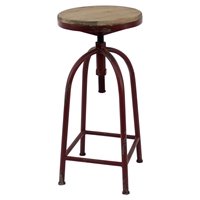 Metal Table - Round Top, Red Base