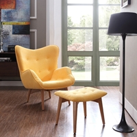 Divani Casa Castaic Chair and Ottoman - Yellow