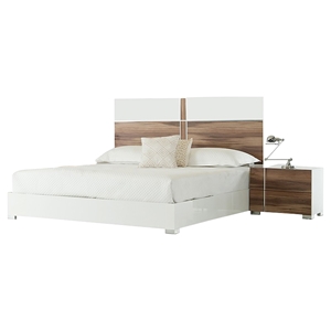 Nova Domus Giovanna Italian 2 Pieces Modern Bedroom Set - White and Walnut 