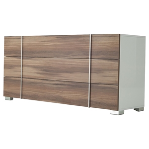 Nova Domus Giovanna Italian Modern Dresser - 3 Drawers, White and Walnut 