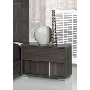 Modrest Luca Italian Nightstand - 2 Drawers, Gray 