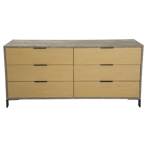 Nova Domus Conner Modern Dresser - 6 Drawers, Light Walnut and Concrete 