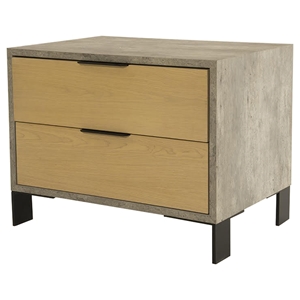 Nova Domus Conner Modern Nightstand - 2 Drawers, Light Walnut and Concrete 