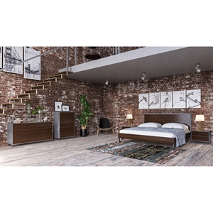 Nova Domus Conner 4 Pieces Modern Bedroom Set - Dark Walnut and Concrete 