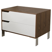 Modrest River Left Nightstand - White, Walnut