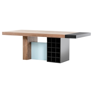 Modrest Aegean Modern Rectangular Dining Table - Walnut and Teal 