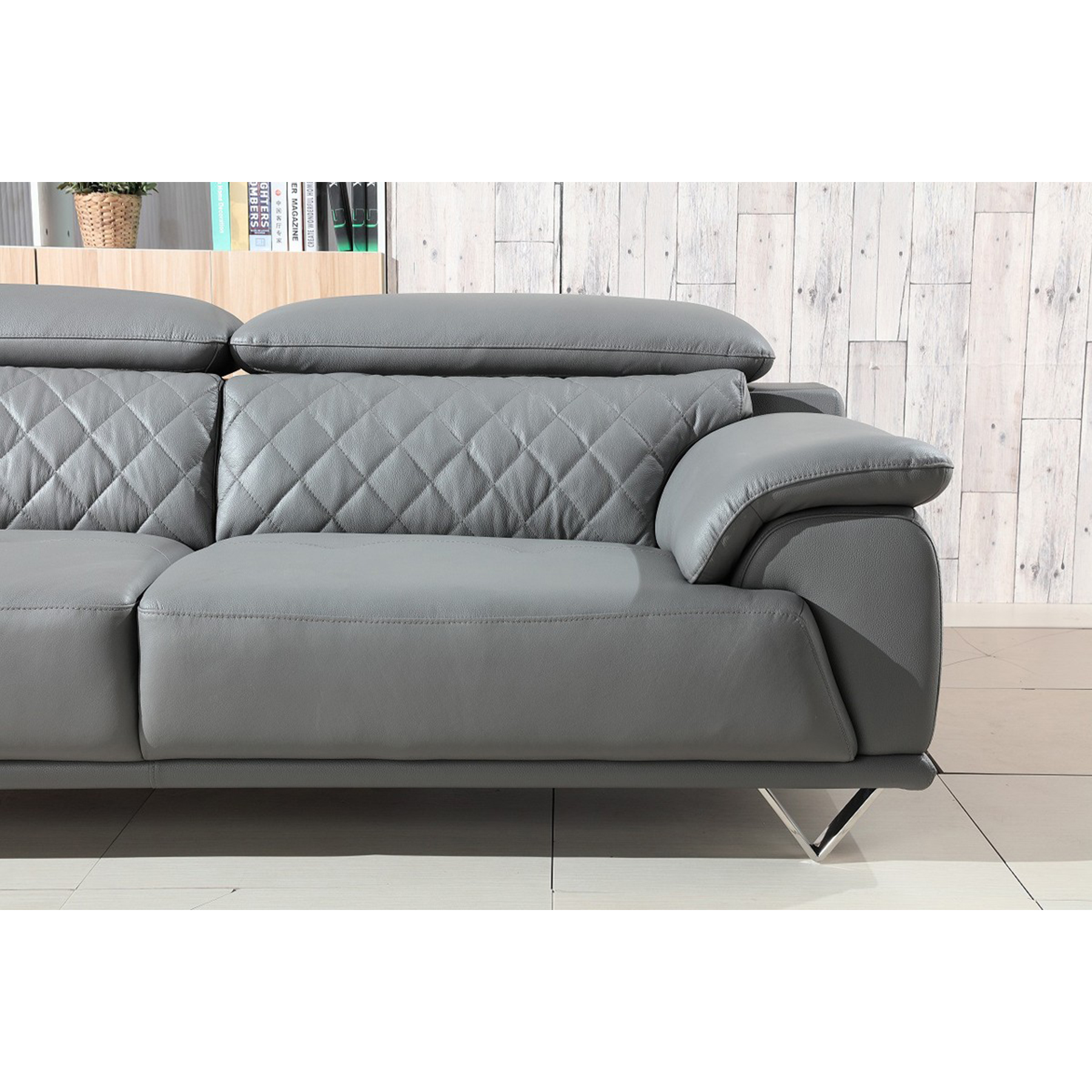 Divani Casa Wolford Leather Sofa Set Gray DCG Stores