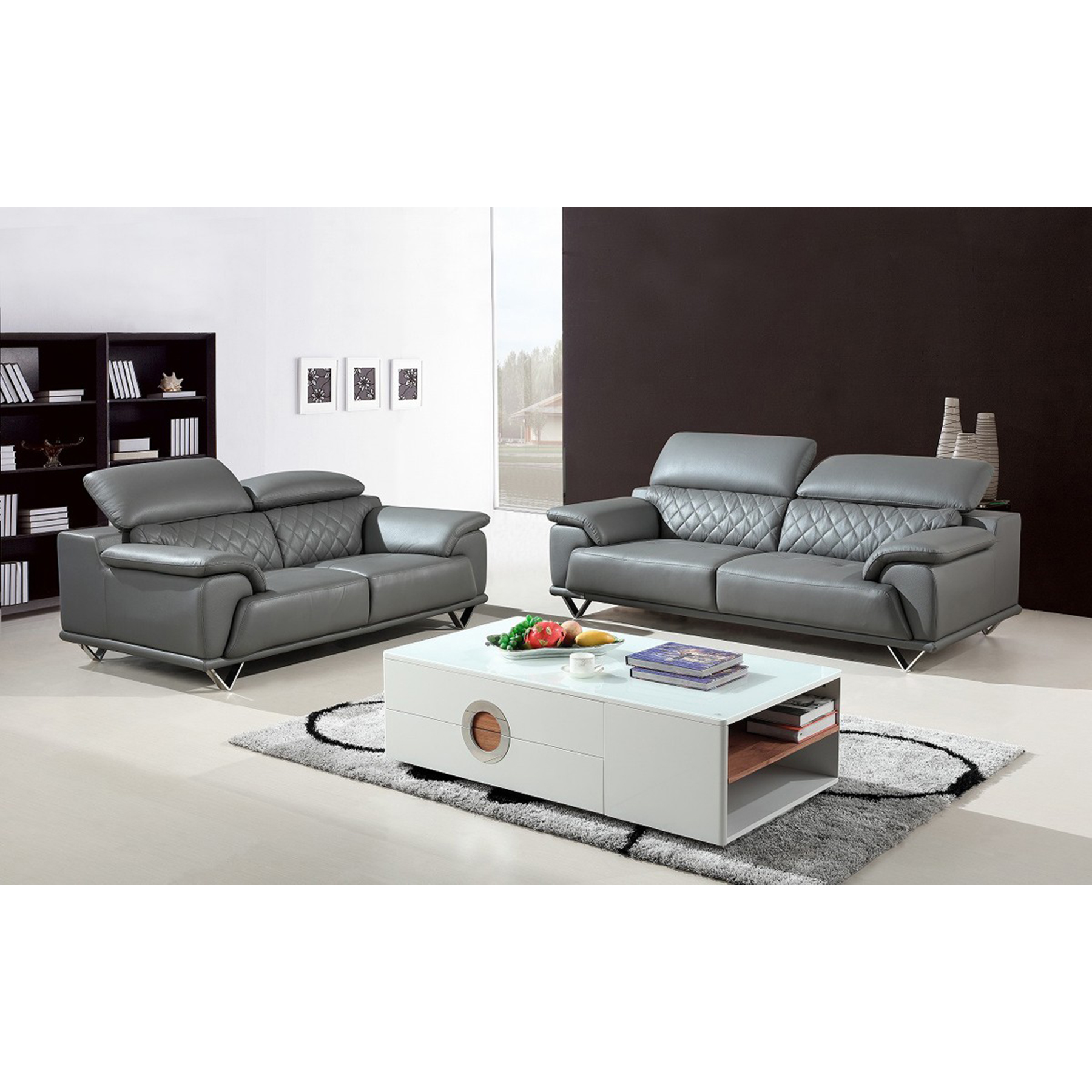 Divani Casa Wolford Leather Sofa Set Gray DCG Stores