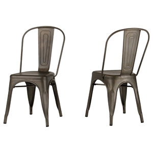 Modrest Elan Modern Rust Metal Dining Chair - Brown (Set of 2) 