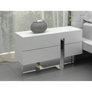 Modrest Voco Nightstand - White, 2 Drawers 