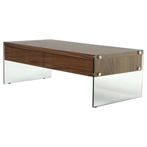 Modrest Aura Modern Rectangular Floating Coffee Table - Walnut 