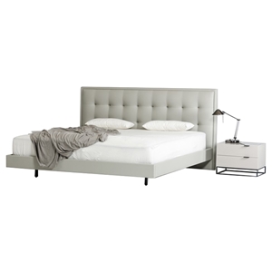 Modrest Hera 2 Pieces Modern Leatherette Bedroom Set - Gray 