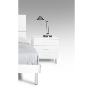 Modrest Bravo Modern Nightstand - 3 Drawers, White 