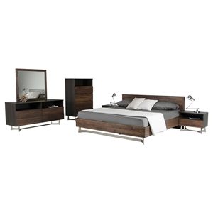 Modrest Wharton 6 Pieces Bedroom Set - Dark Oak 