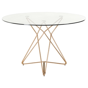 Modrest Ashland Modern Glass Round Dining Table - Gold and Clear 