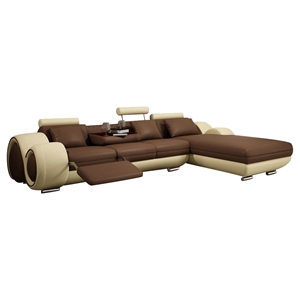 Divani Casa Sectional Sofa - Brown, Cream 