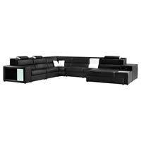 Divani Casa Polaris Bonded Leather Sectional Sofa - Black