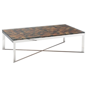 Modrest Santiago Coffee Table - Brown, Chrome 