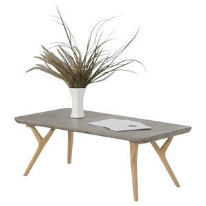 Modrest Dondi Concrete & Natural Oak Coffee Table - Dark Gray and Natural 