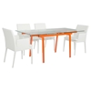 Modrest Linus & Dex 7 Pieces Modern Dining Set - Orange and Clear - VIG-VGGULINUS-SET