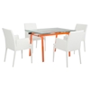 Modrest Linus & Dex 7 Pieces Modern Dining Set - Orange and Clear - VIG-VGGULINUS-SET