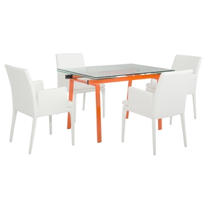 Modrest Linus & Dex 7 Pieces Modern Dining Set - Orange and Clear 