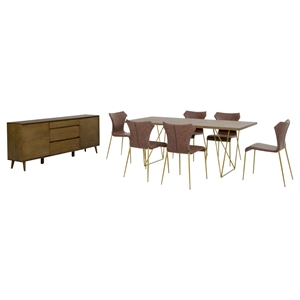 Modrest Marcia Dining Set - Brown, Walnut 