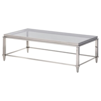 Modrest Agar Modern Rectangular Coffee Table - Glass and Stainless Steel