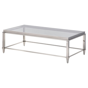 Modrest Agar Modern Rectangular Coffee Table - Glass and Stainless Steel 