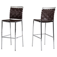 Modrest Shasta Bar Stool - Brown, Chrome (Set of 2)