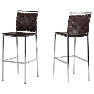 Modrest Shasta Bar Stool - Brown, Chrome (Set of 2) 