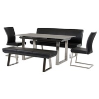 Modrest Otis Modern 5 Pieces Stone Dining Set - Glass and Black