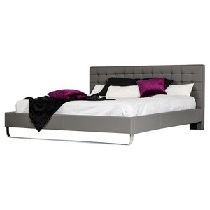 Modrest Gemma Modern Leatherette Bed - Gray 