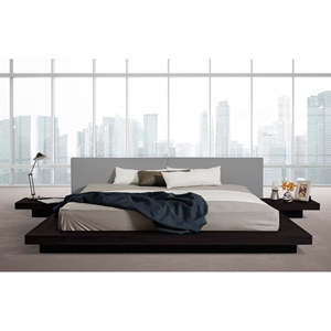 Modrest Opal Modern Low Profile Platform Eastern King Bed - Black and Gray 