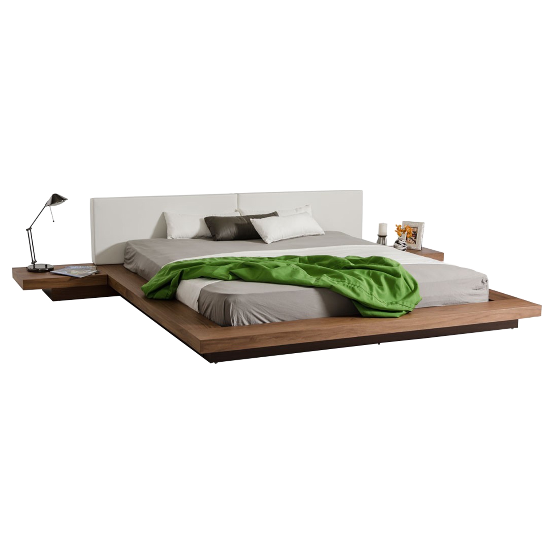 Modrest Opal Modern Low Profile Platform Queen Bed - Walnut | DCG Stores