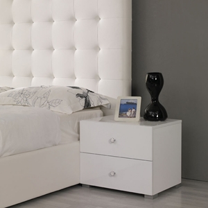 Lyrica Nightstand - White, 2 Drawers 