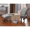 Divani Casa Monte Carlo Platinum Leather Chaise - Silver, Button Tufted - VIG-VGKCMONTEPLATINUM-CH