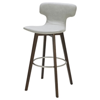 Modrest Zach Modern Bar Stool - Light Gray, Chrome