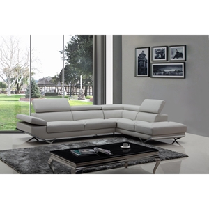 Divani Casa Quebec Sectional Sofa - Light Gray 