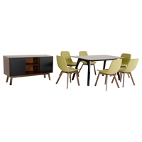 Modrest 8 Pieces Laken Dining Set - Walnut, Green Tea